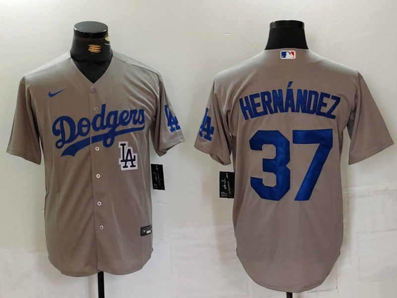 Men Los Angeles Dodgers #37 Hernandez Grey Nike Game 2024 MLB Jersey style 7245->new york yankees->MLB Jersey